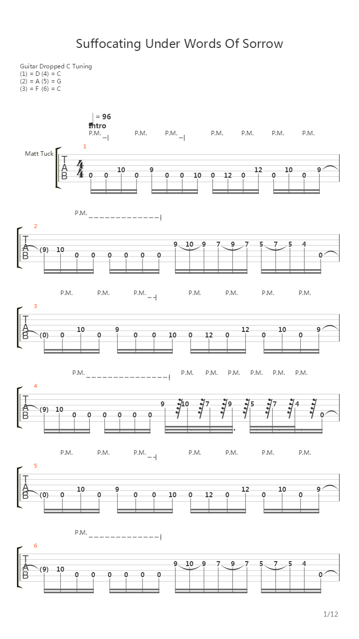 Suffocating Under Words Of Sorrow吉他谱