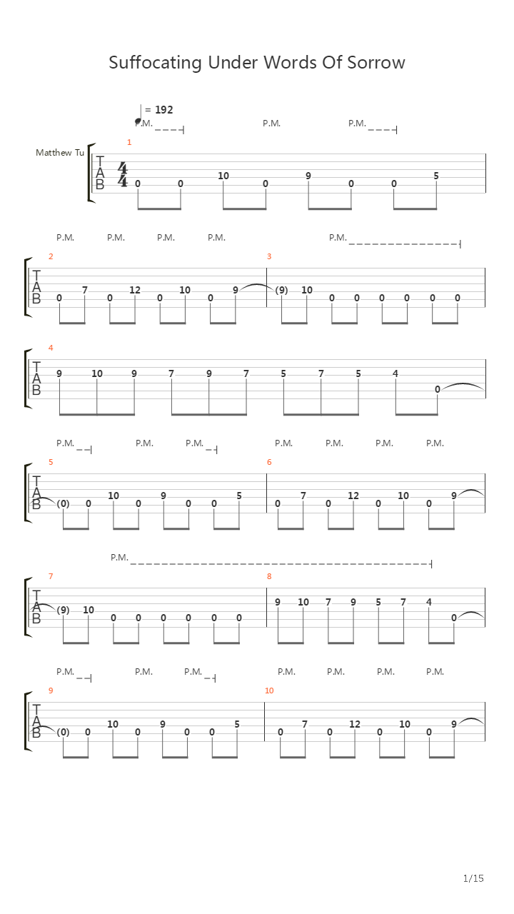 Suffocating Under Words Of Sorrow吉他谱