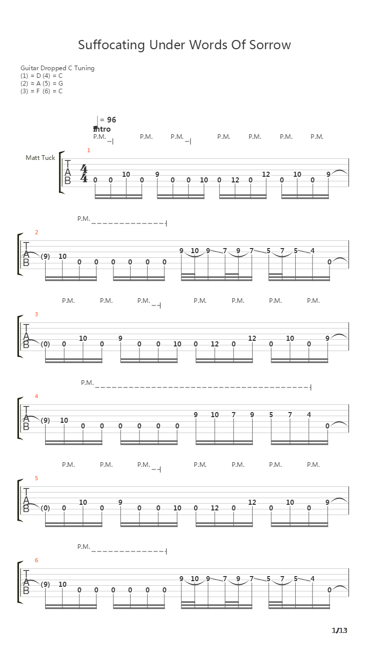 Suffocating Under Words Of Sorrow吉他谱