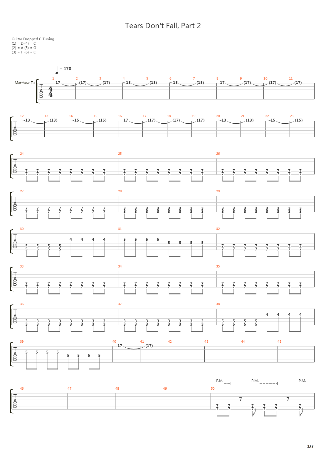Tears Dont Fall Part 2吉他谱