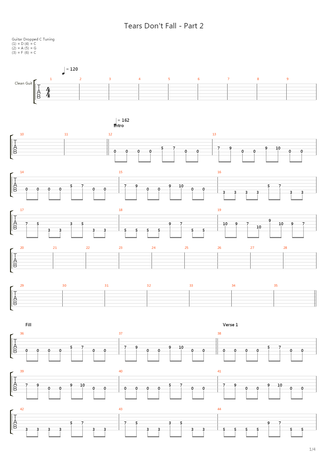 Tears Dont Fall Part 2吉他谱