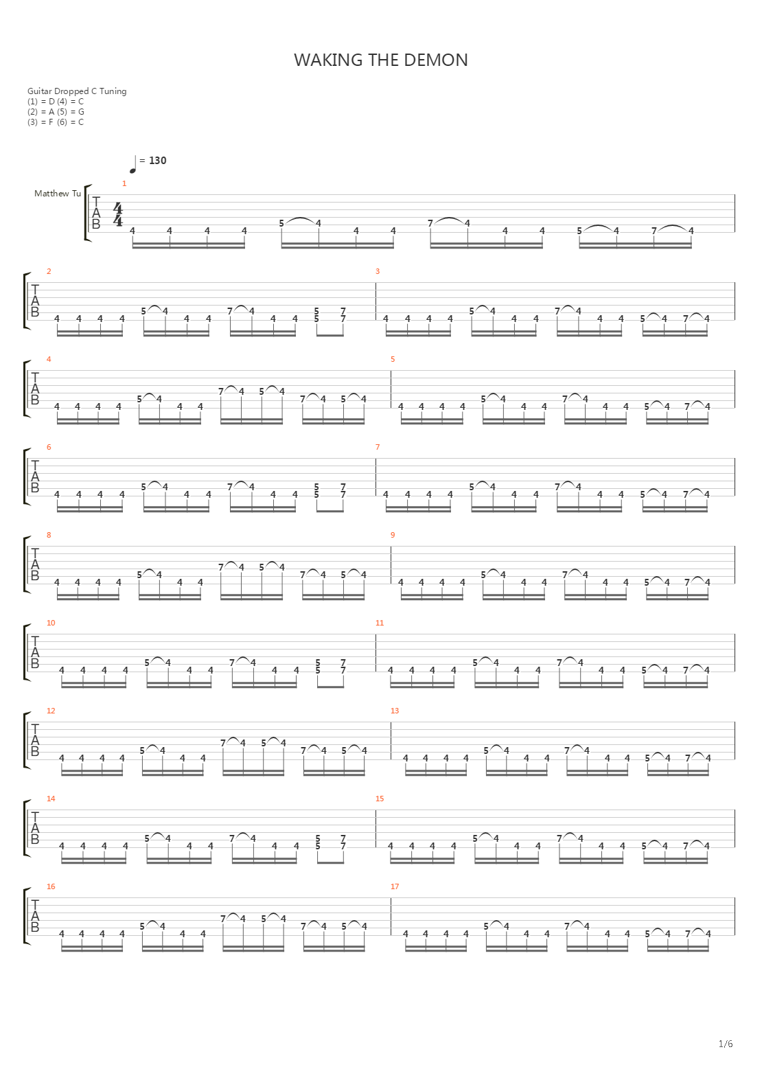Waking The Demon吉他谱