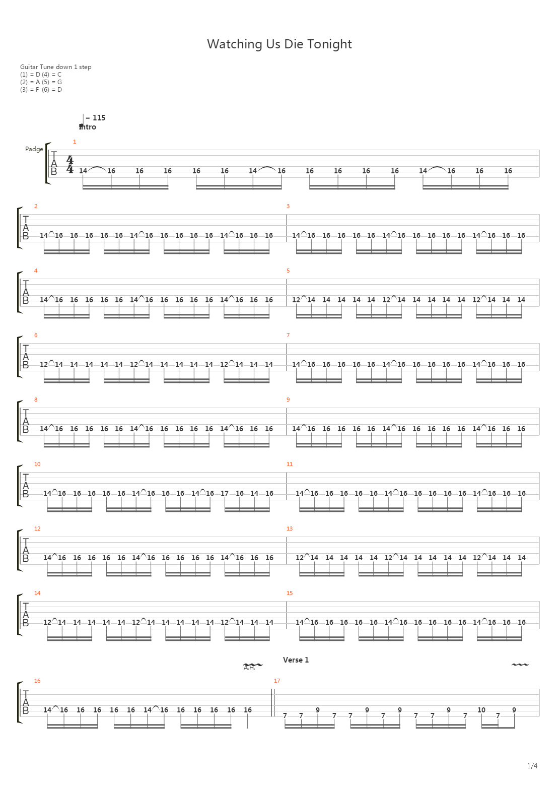 Watching Us Die Tonight吉他谱