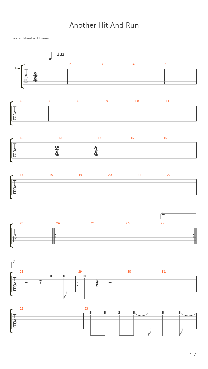 Another Hit And Run吉他谱