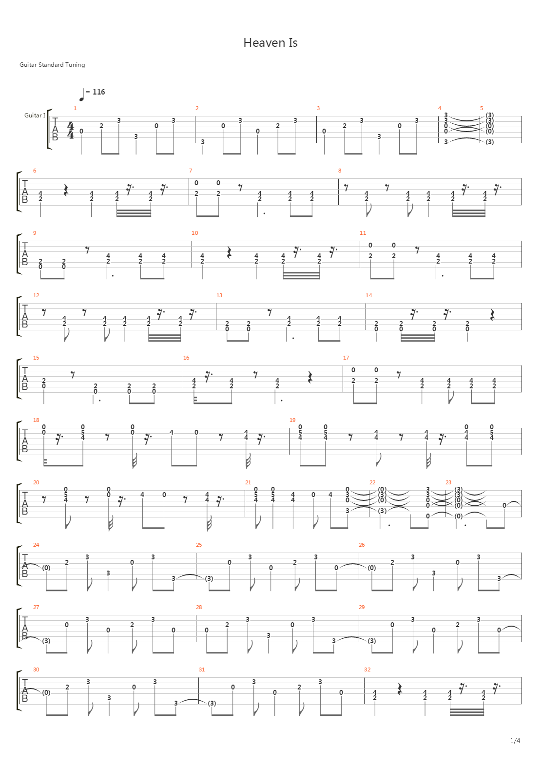 Heaven Is吉他谱