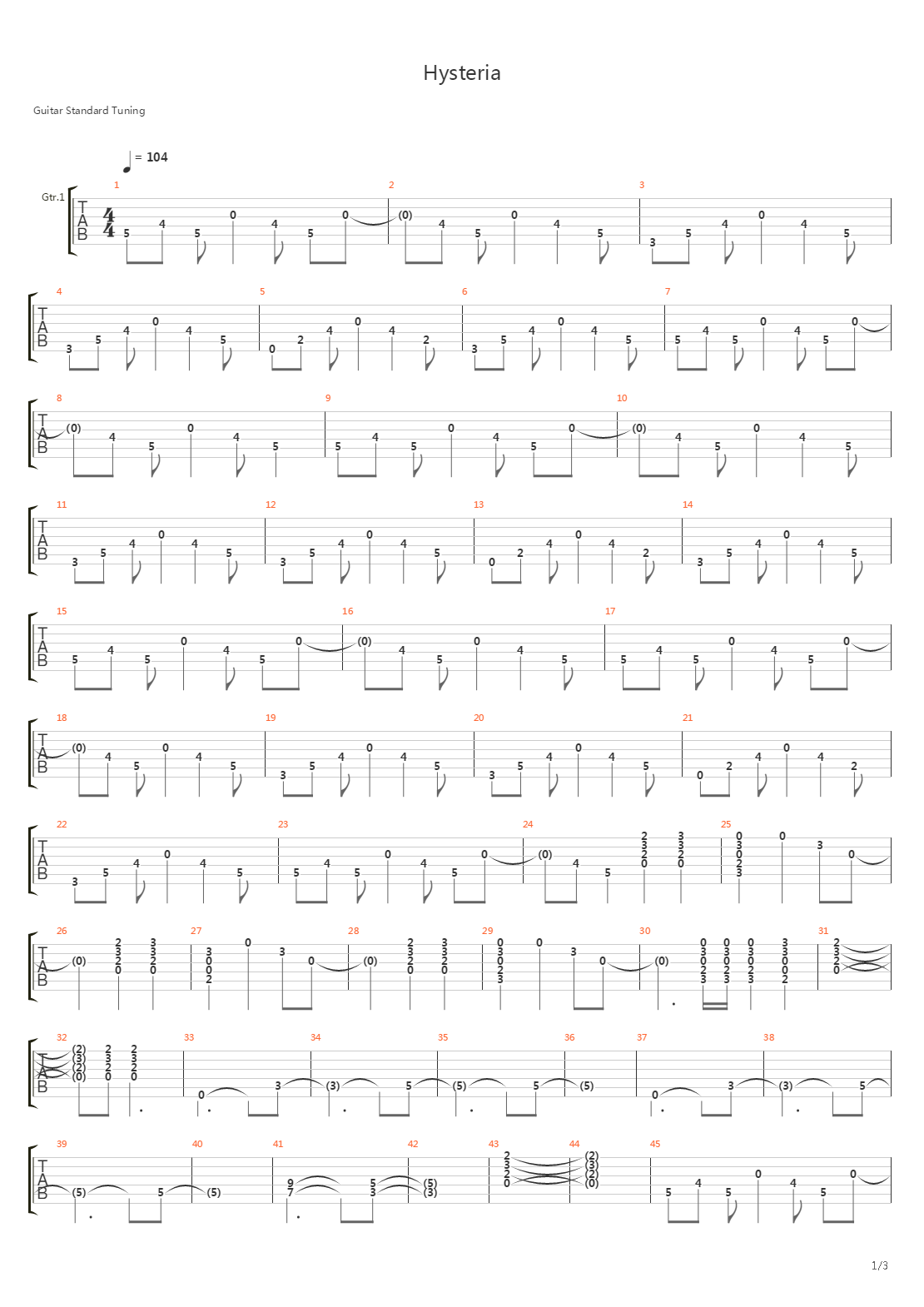 Hysteria吉他谱