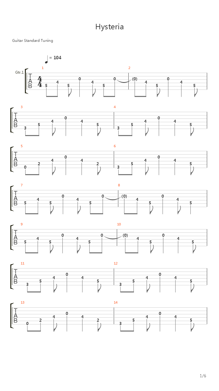 Hysteria吉他谱