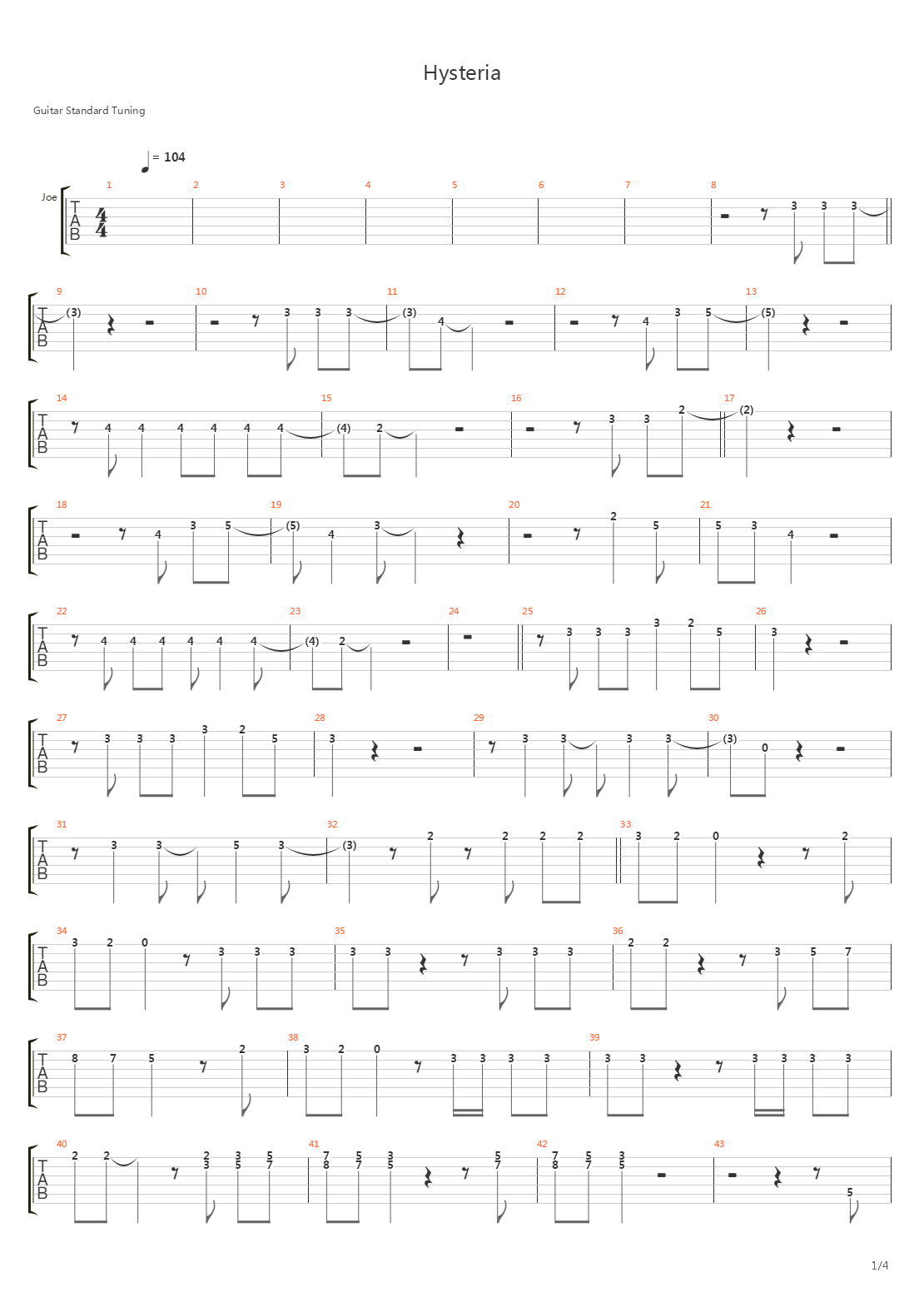 Hysteria吉他谱