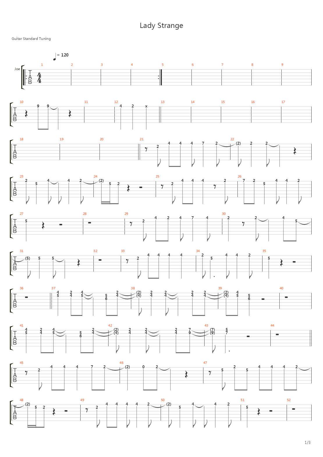 Lady Strange吉他谱
