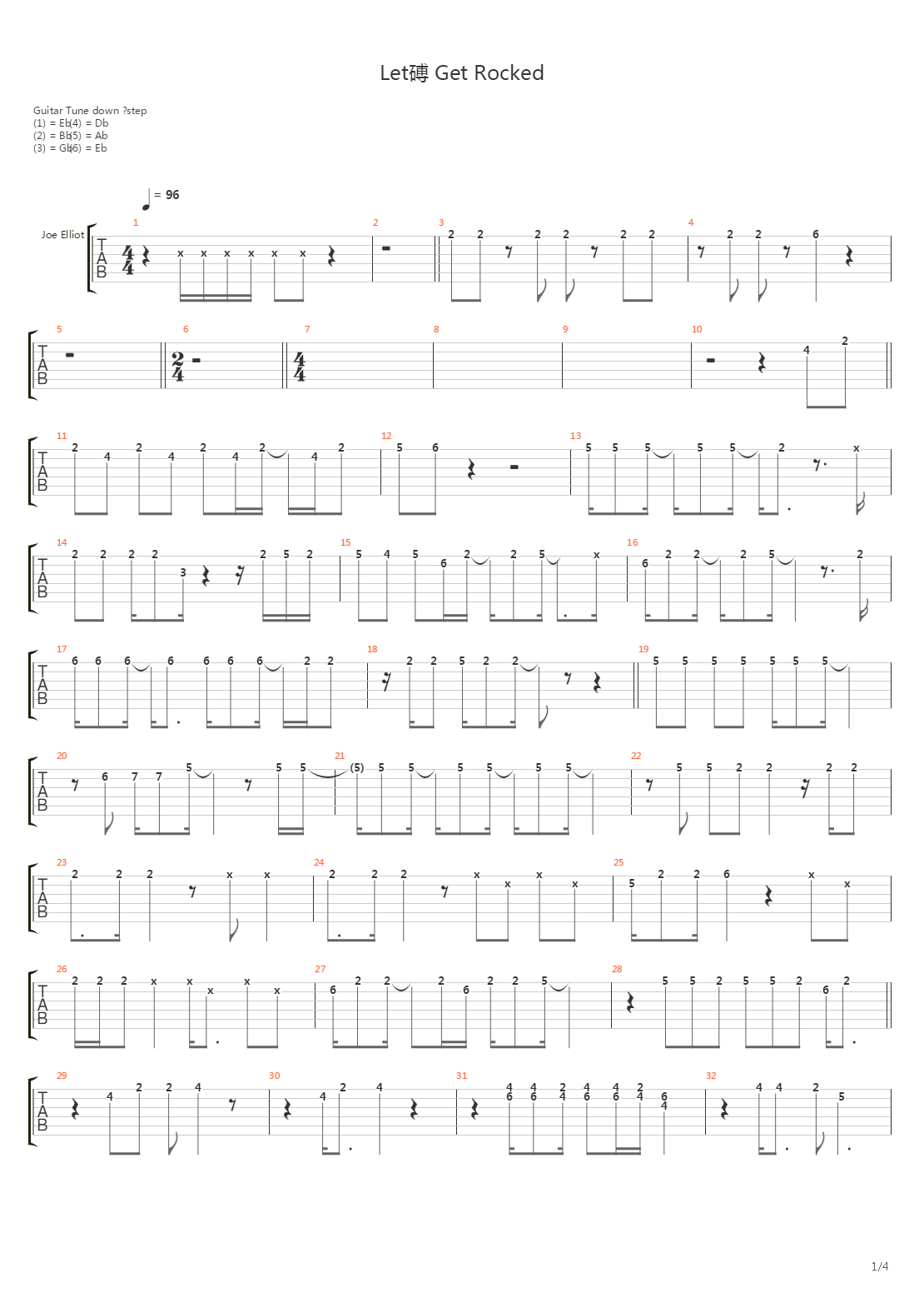 Lets Get Rocked吉他谱