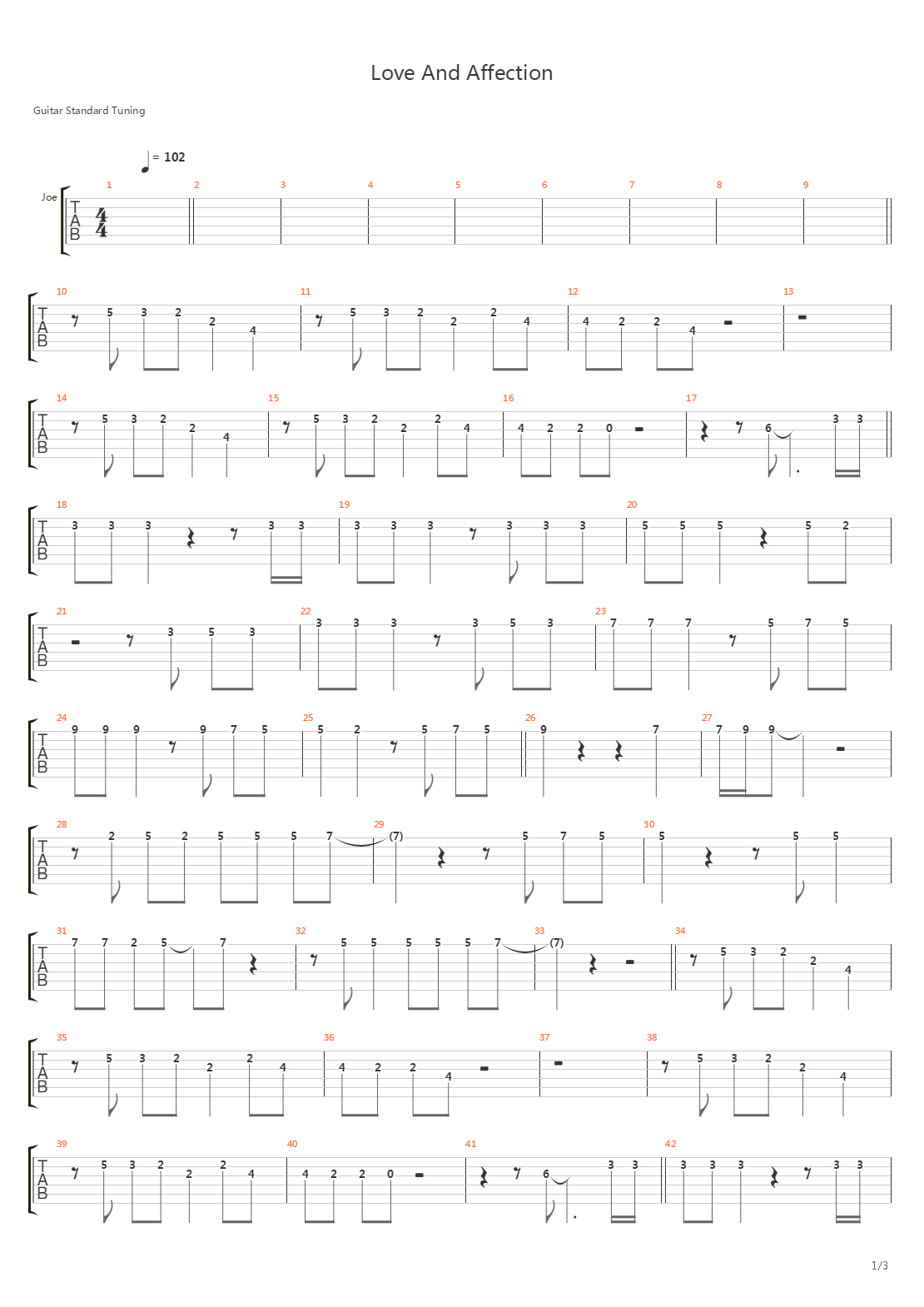 Love And Affection吉他谱