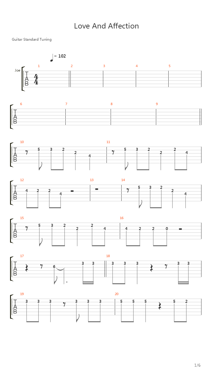 Love And Affection吉他谱