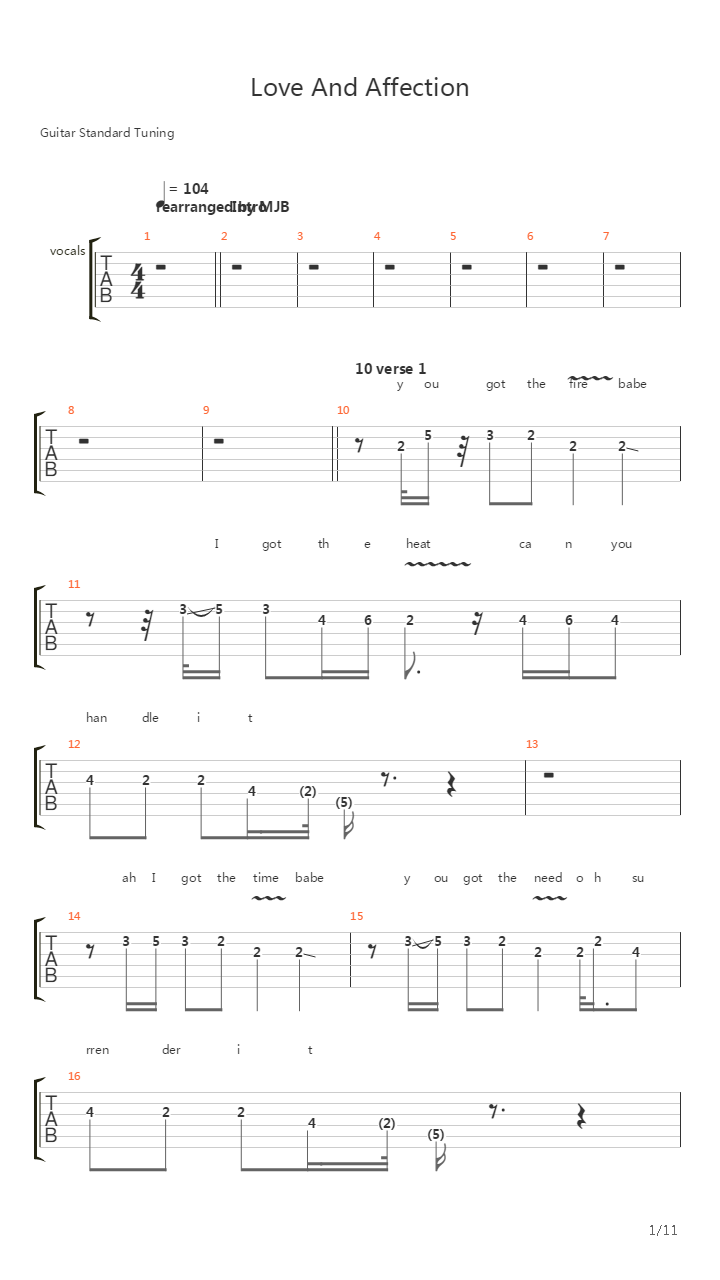 Love And Affection吉他谱