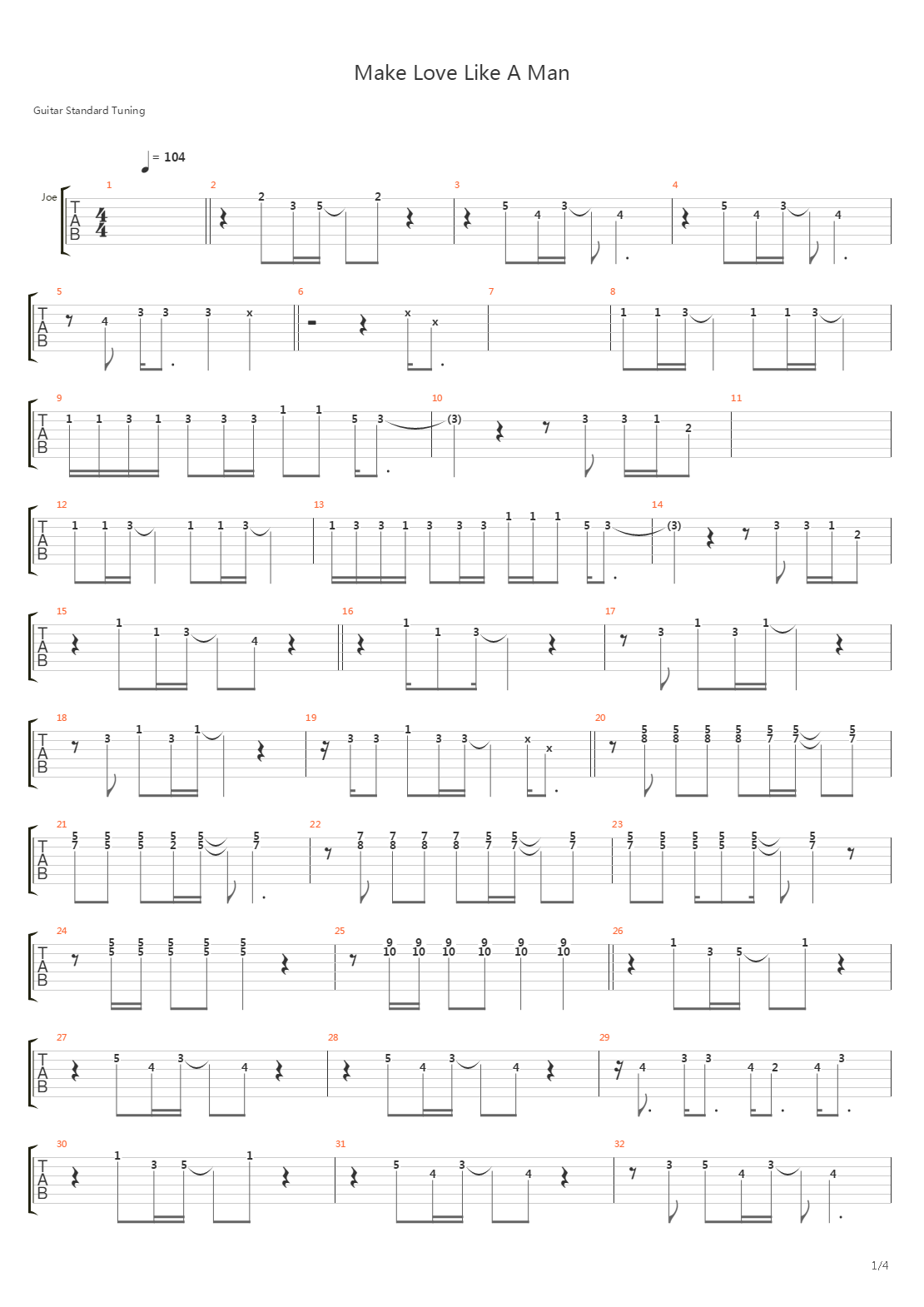 Make Love Like A Man吉他谱