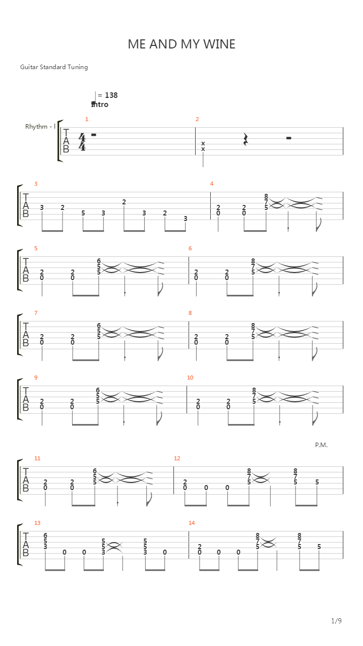 Me And My Wine吉他谱