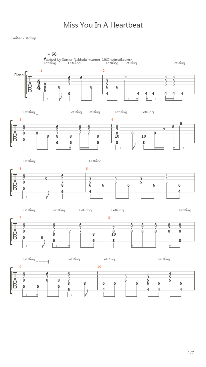 Miss You In A Heartbeat吉他谱