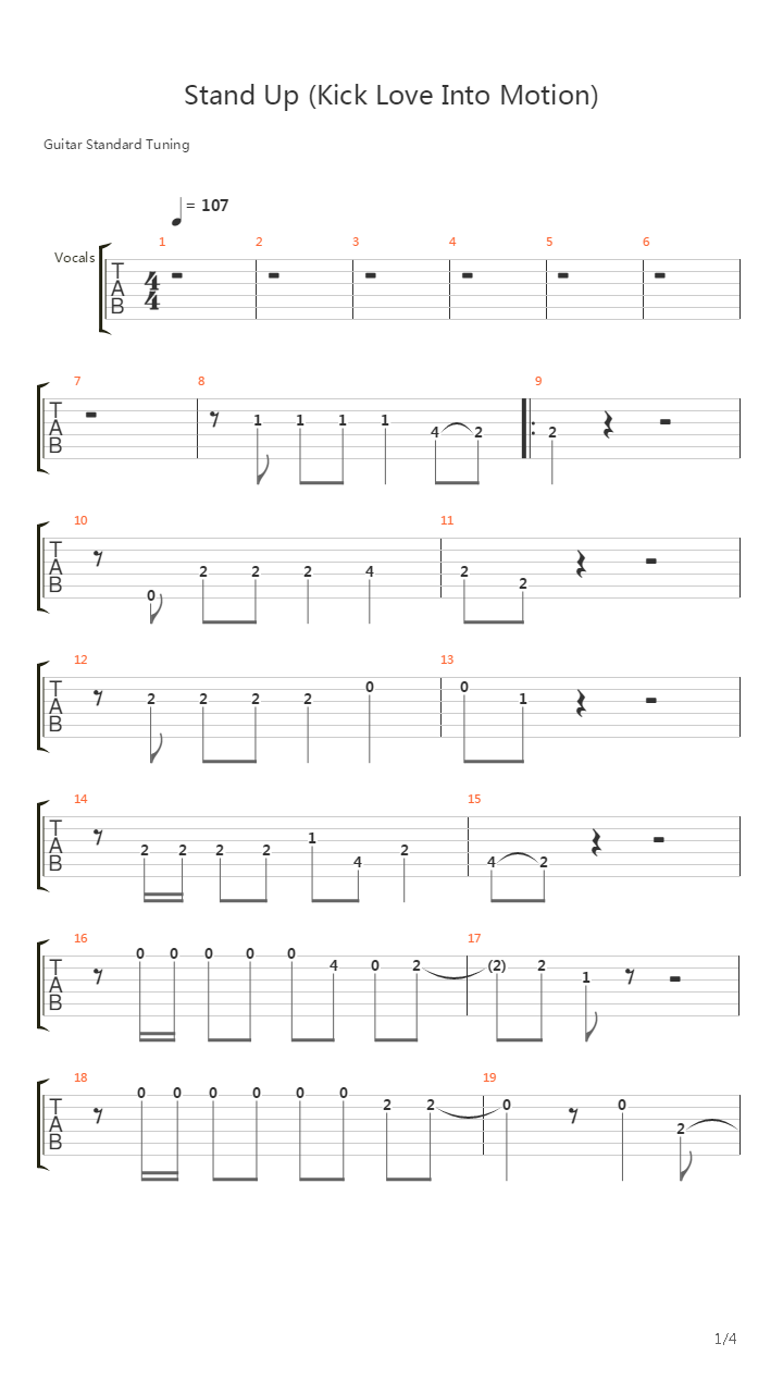 Stand Up Kick Love Into Motion吉他谱