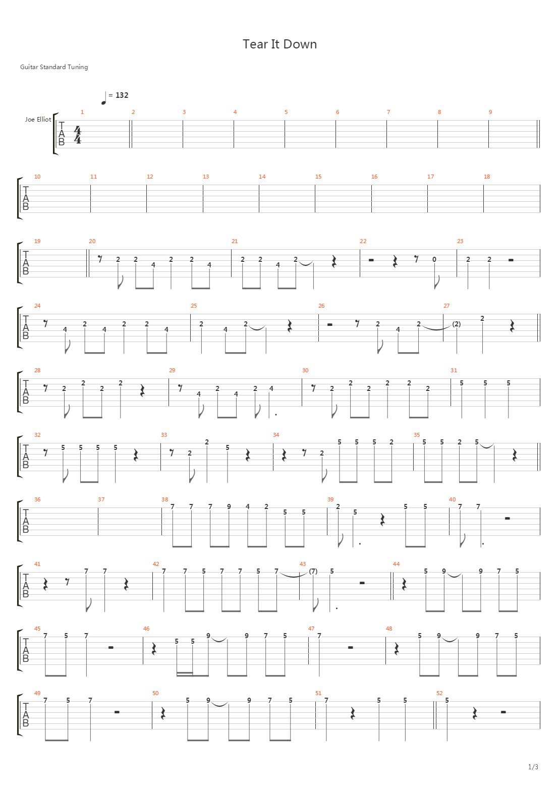 Tear It Down吉他谱