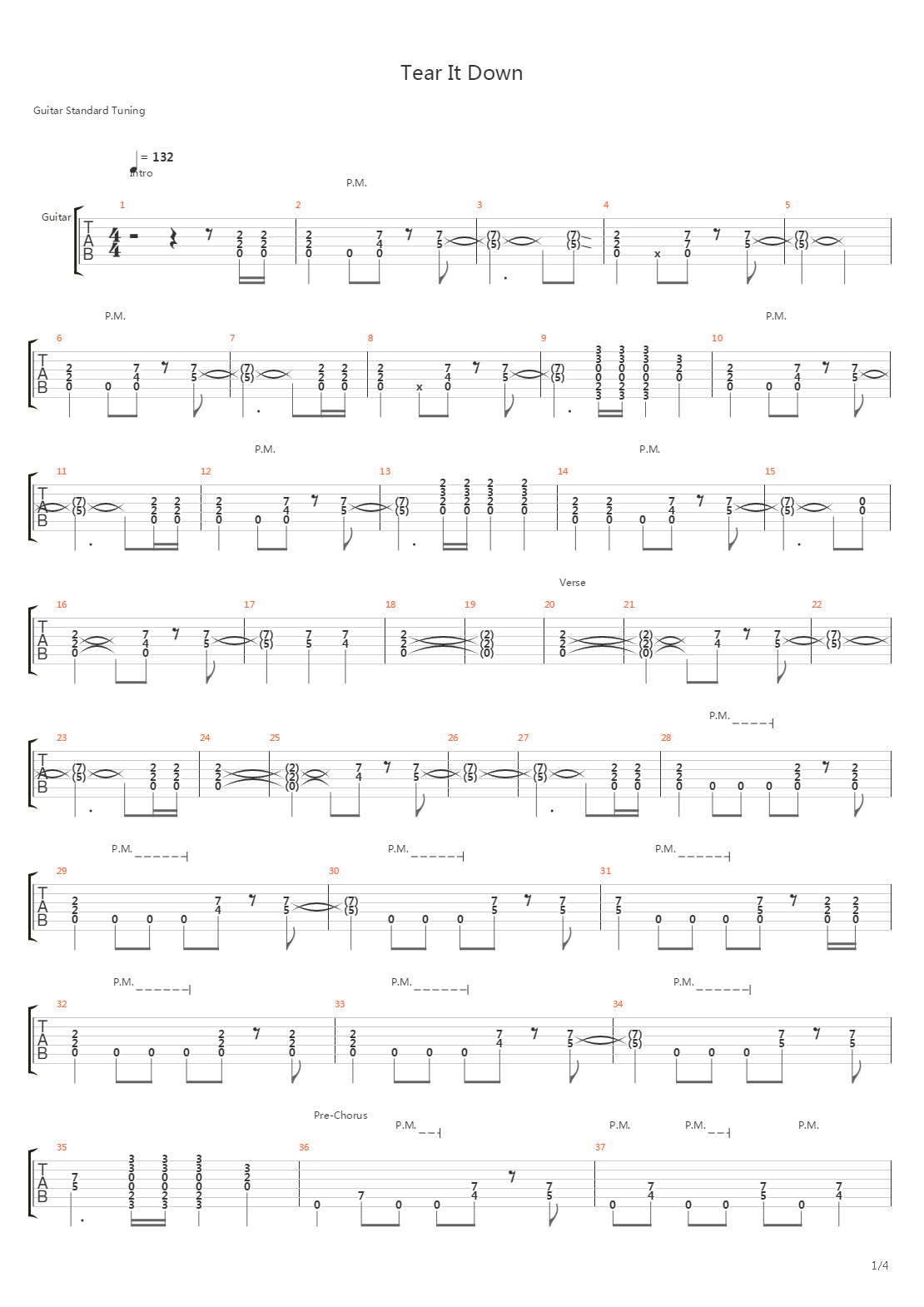 Tear It Down吉他谱