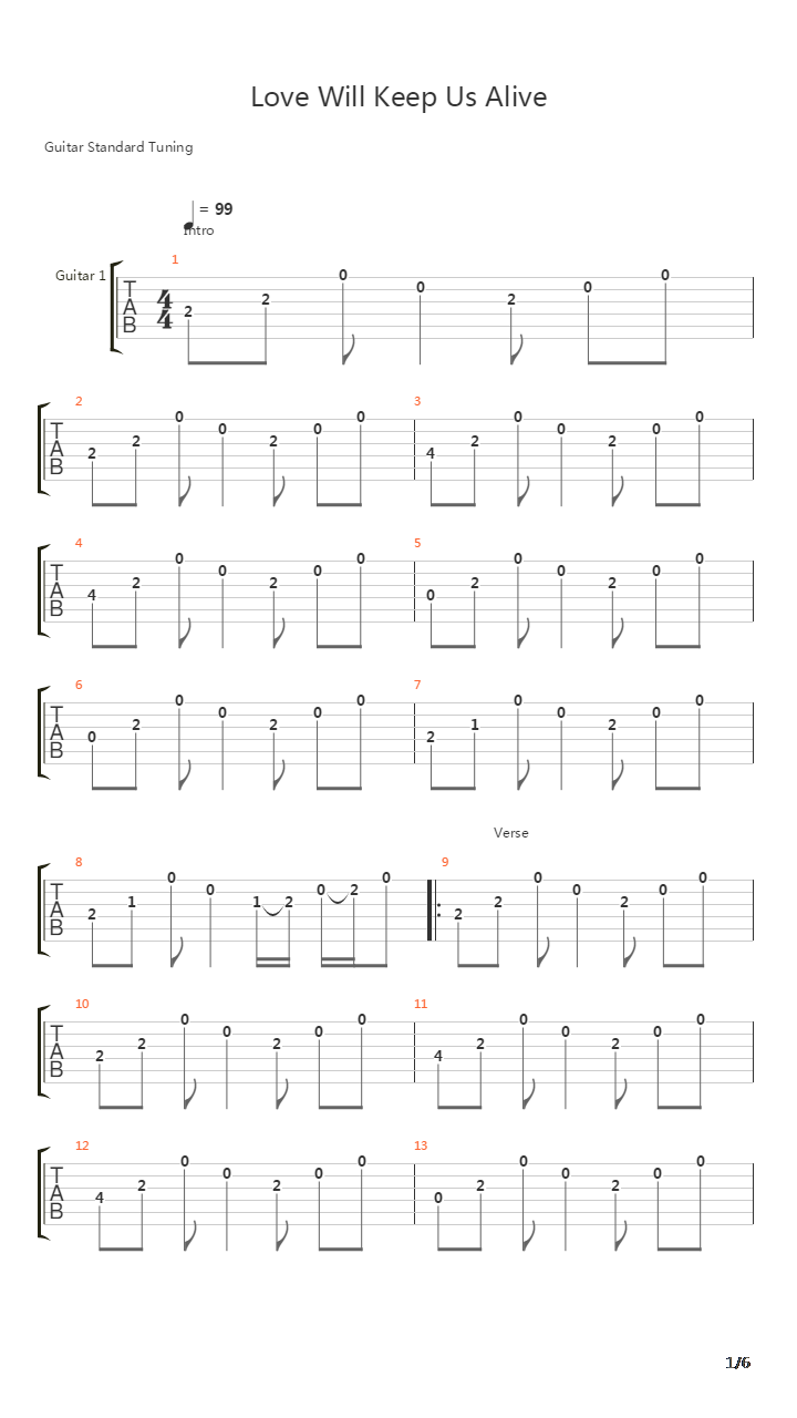 Love Will Keep Us Alive吉他谱