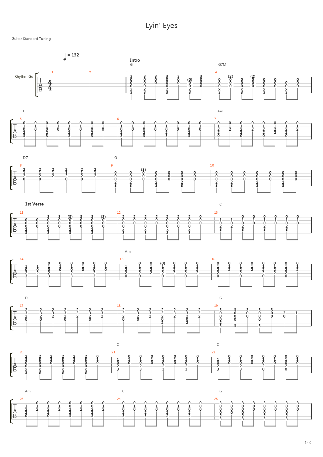 Lyin Eyes吉他谱