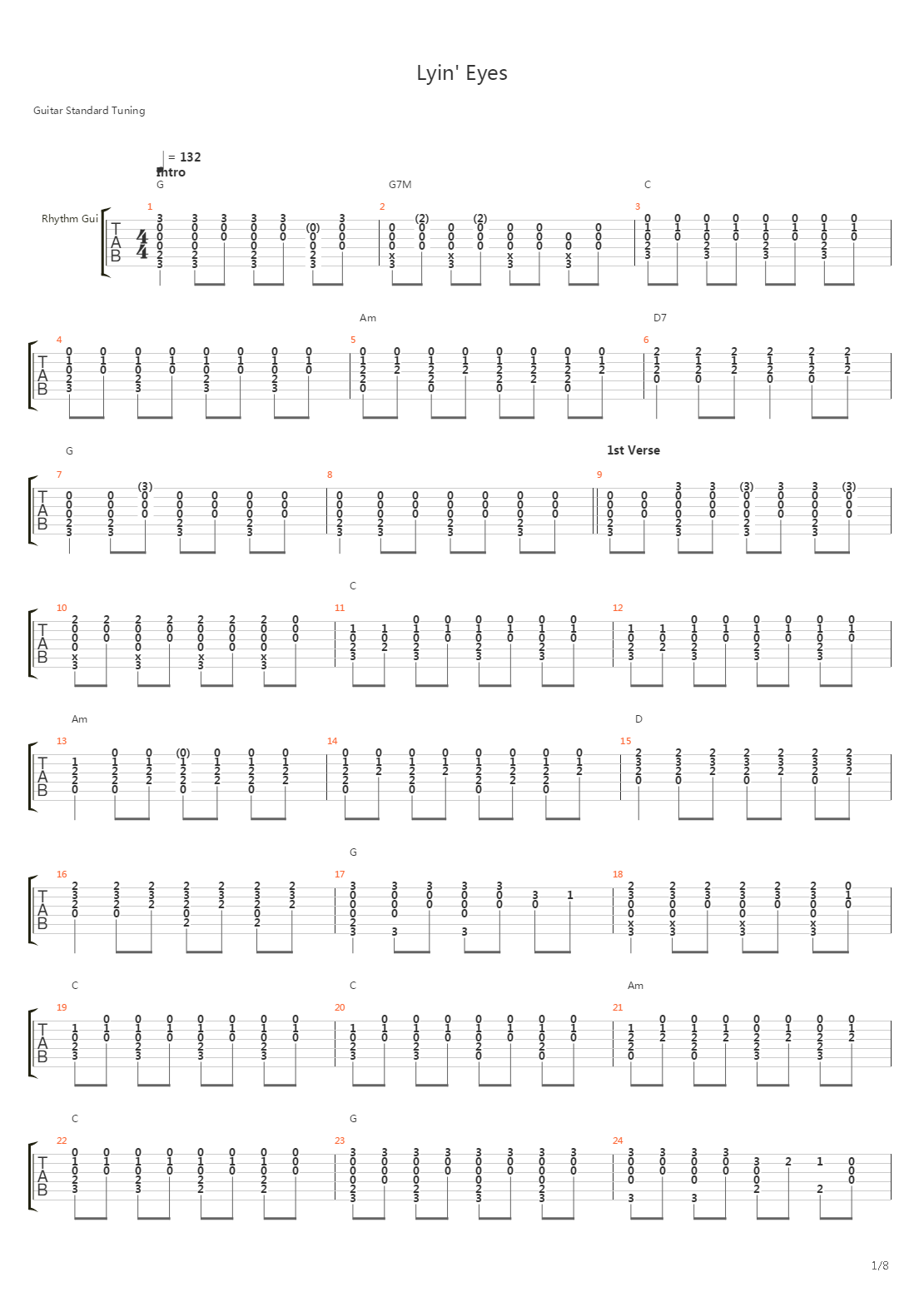 Lyin Eyes吉他谱