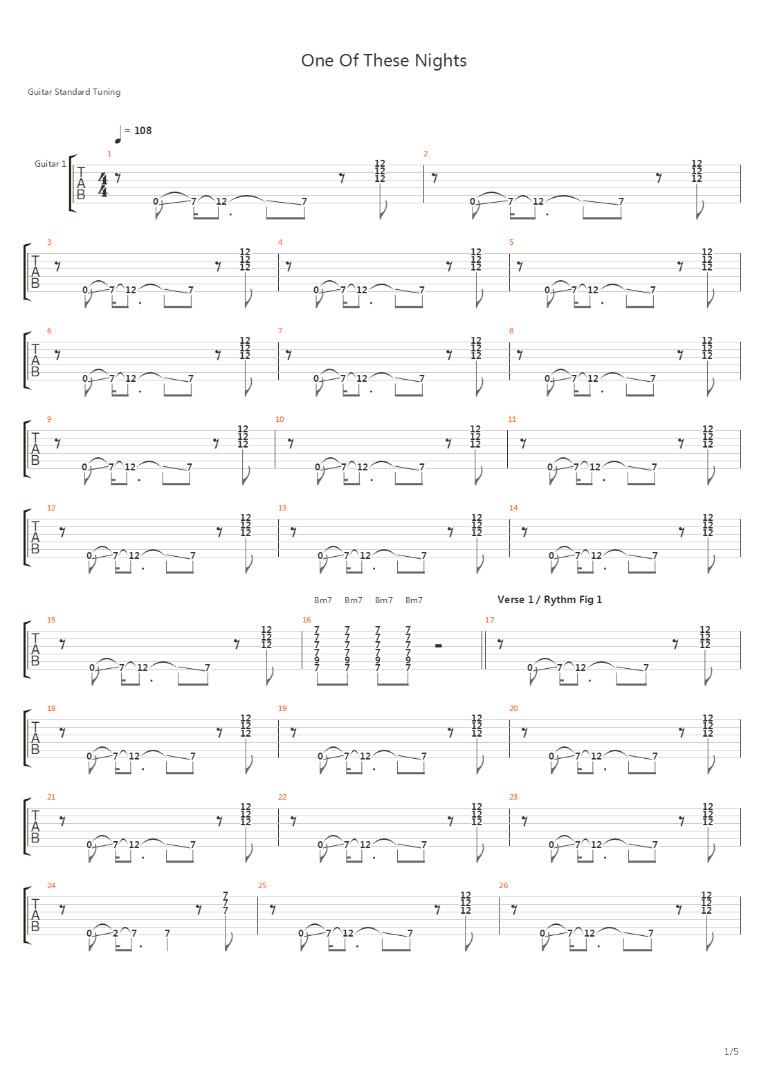 One Of These Nights吉他谱