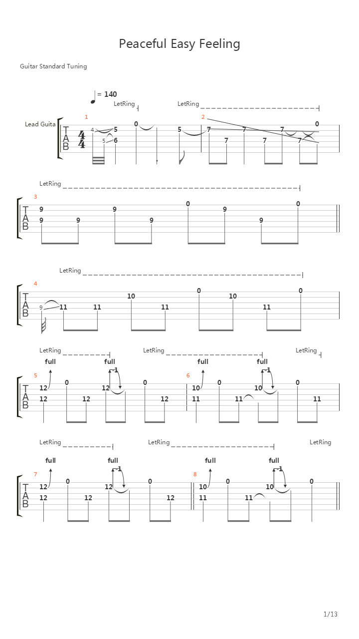 Peaceful Easy Feeling吉他谱