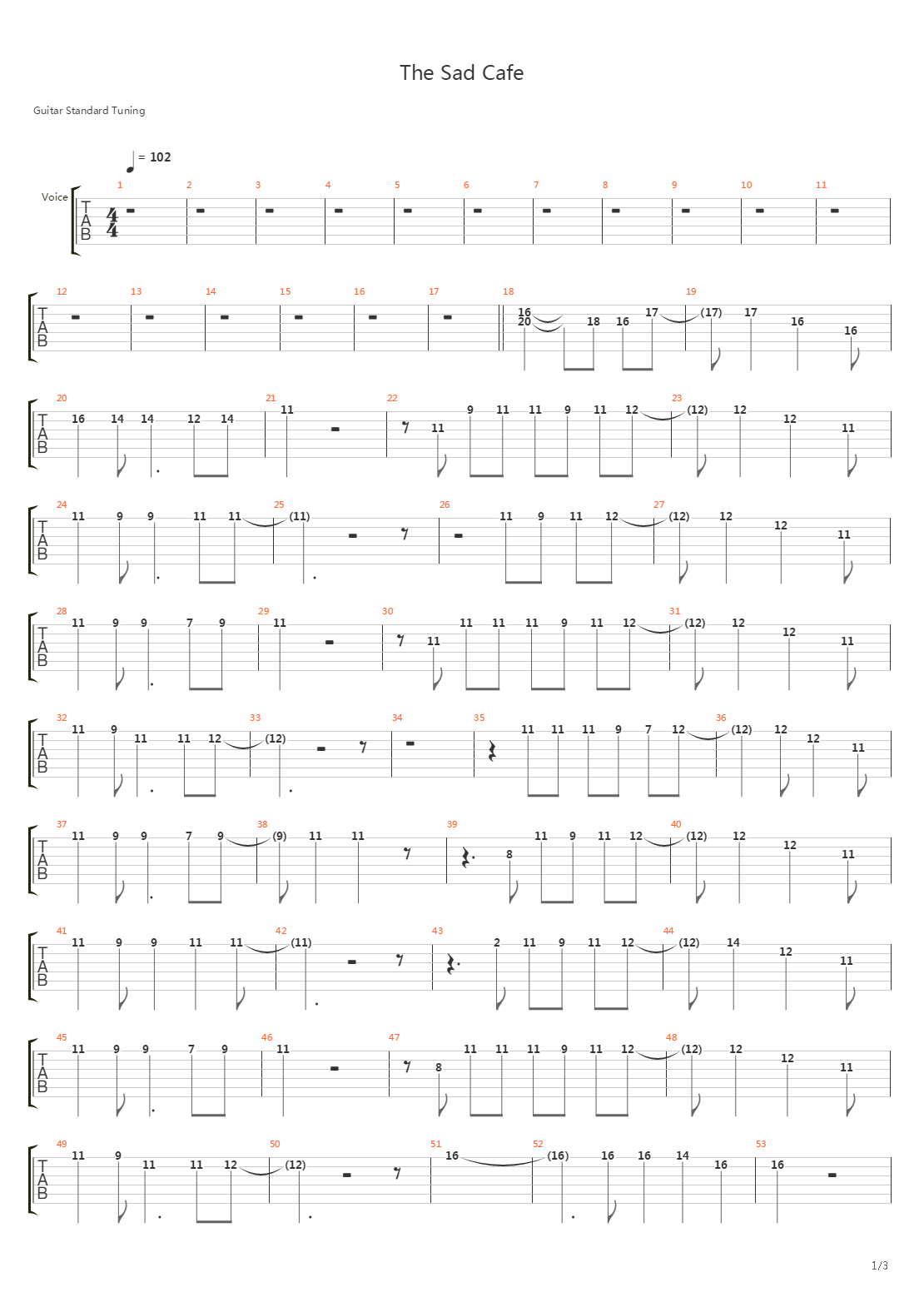 Sad Cafe吉他谱