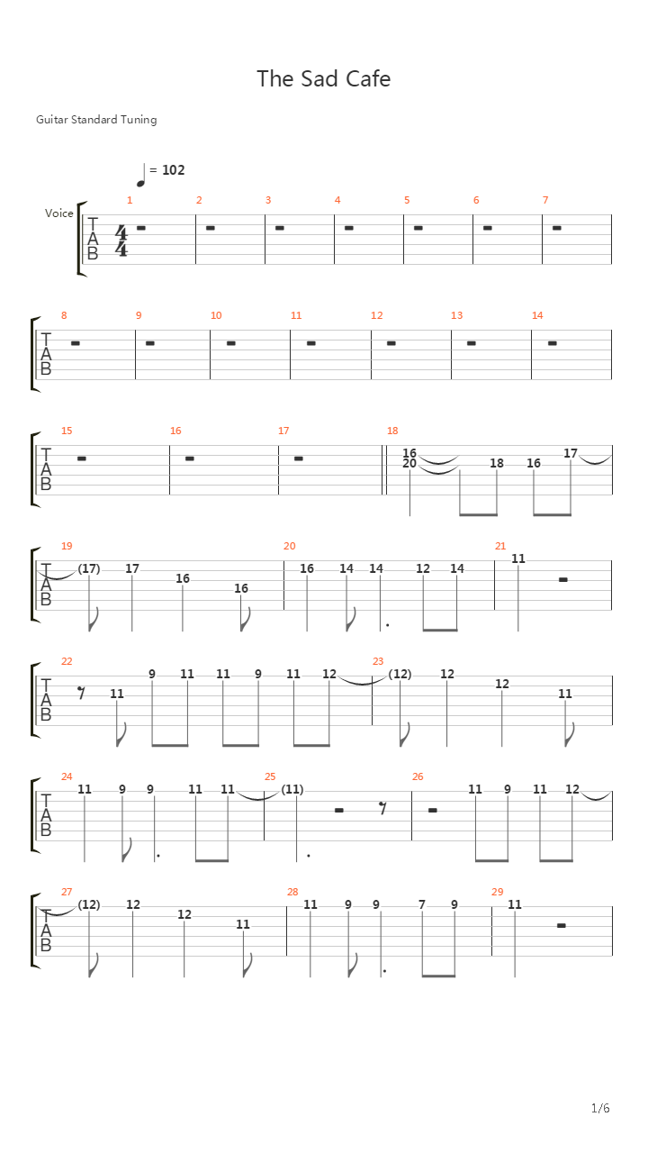 Sad Cafe吉他谱