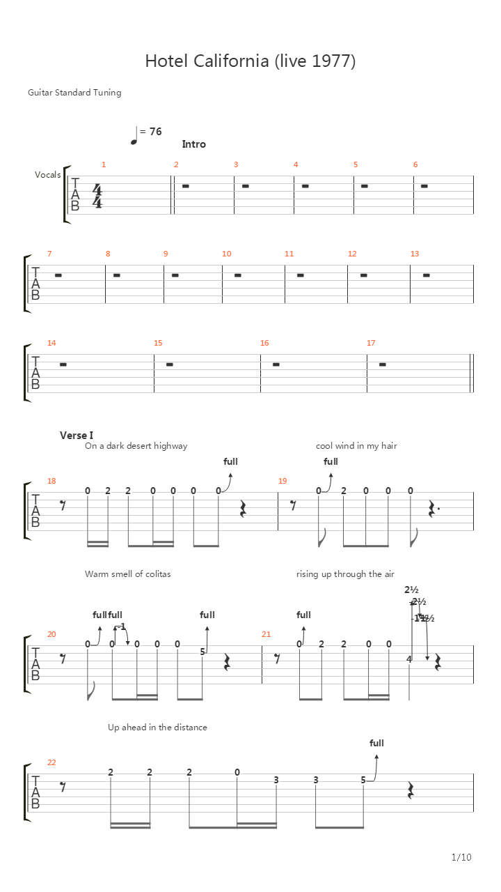 Hotel California吉他谱