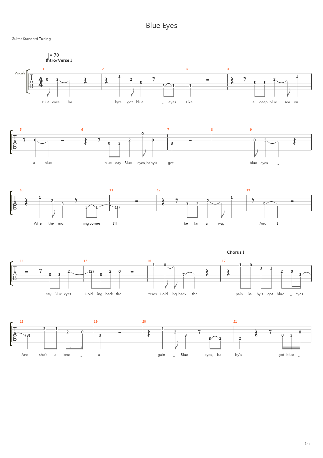 Blue Eyes吉他谱