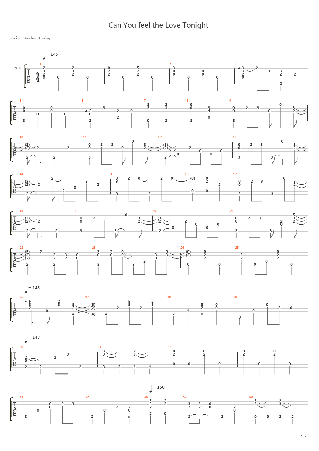 Can You Feel The Love Tonight吉他谱