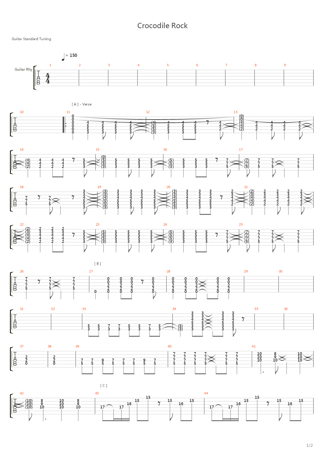 Crocodile Rock吉他谱