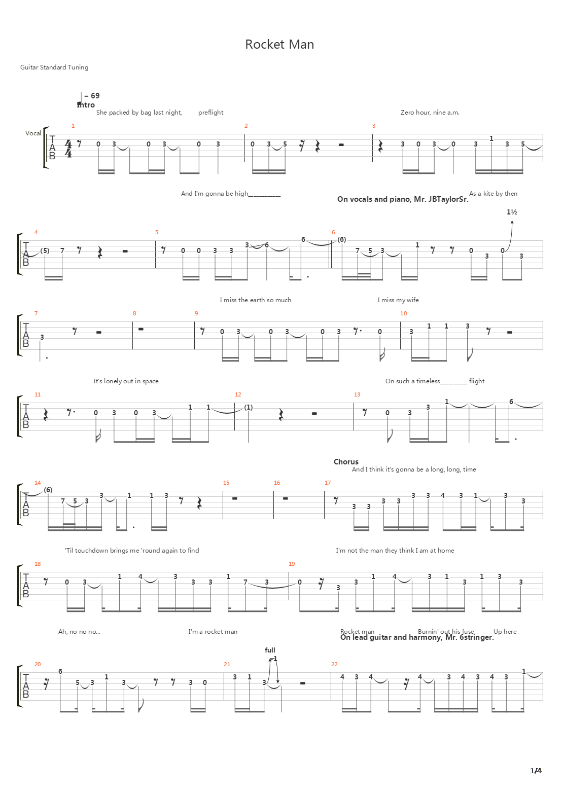 Rocket Man吉他谱