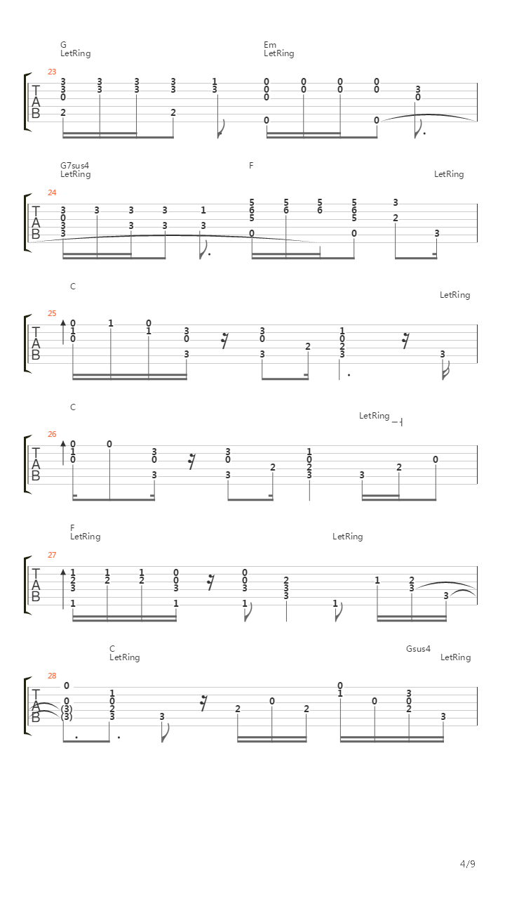 Song For Guy吉他谱