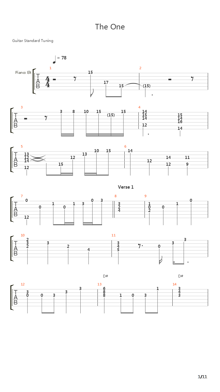 The One吉他谱