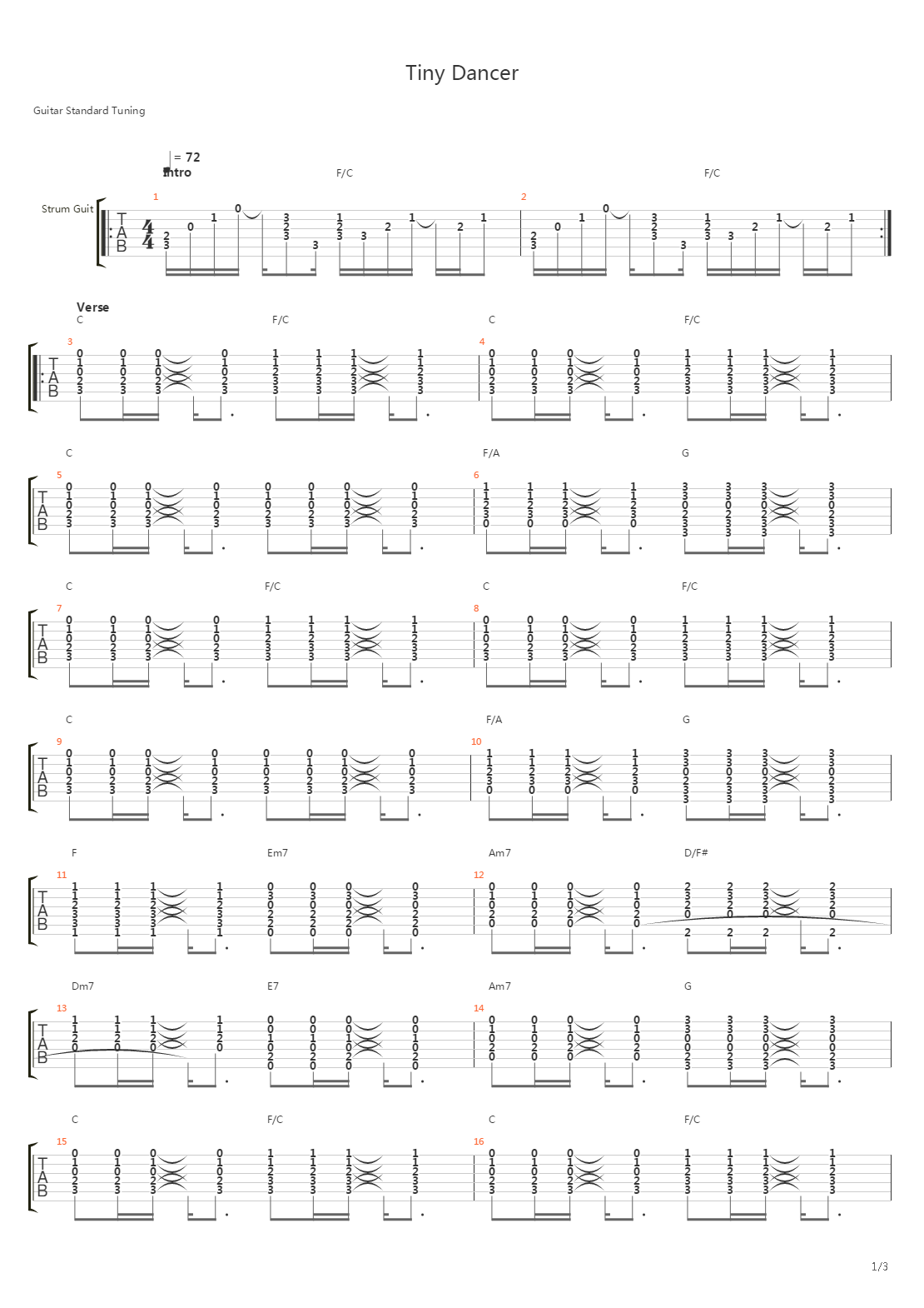 Tiny Dancer吉他谱