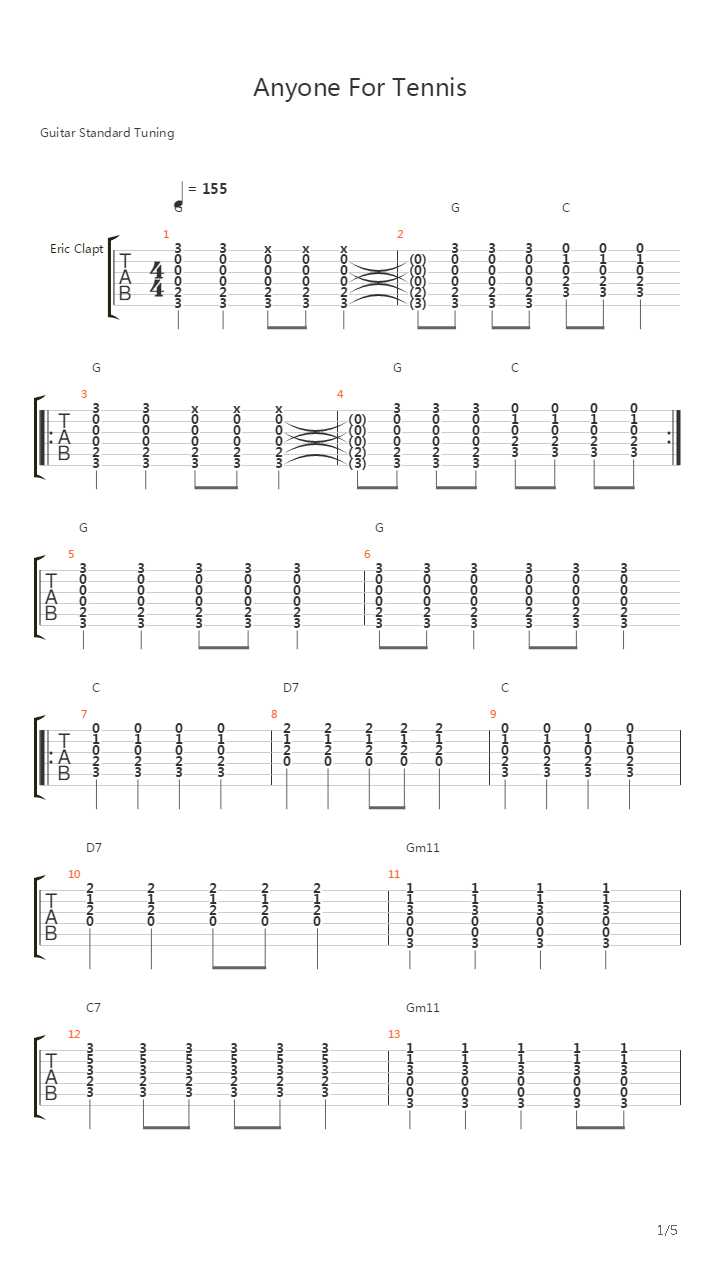 Anyone For Tennis吉他谱