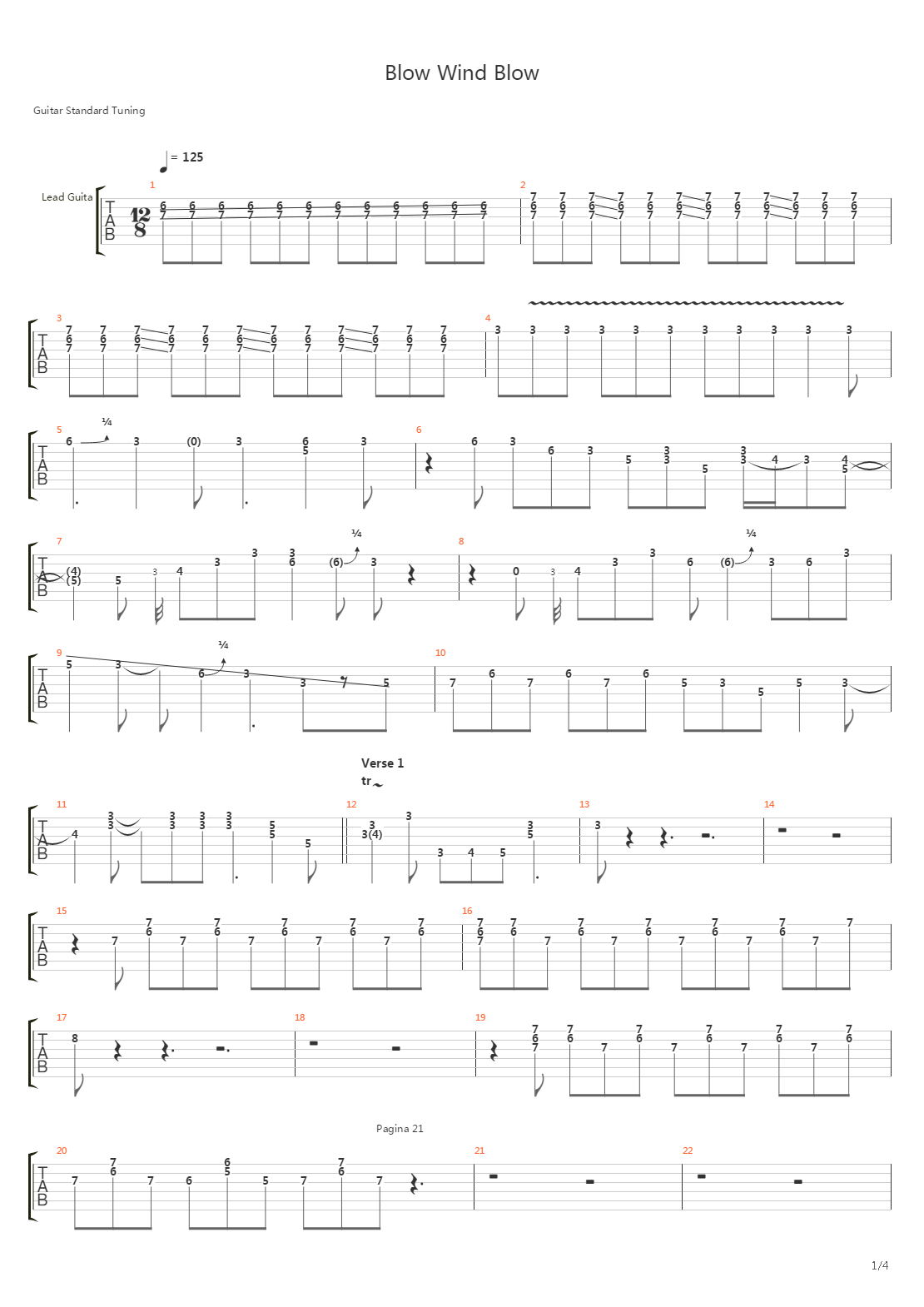 Blow Wind Blow吉他谱