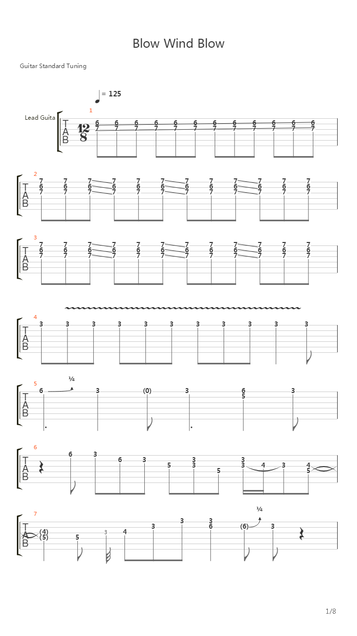 Blow Wind Blow吉他谱