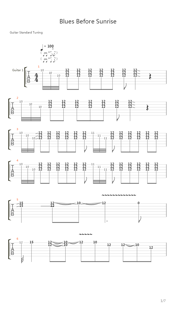 Blues Before Sunrise吉他谱