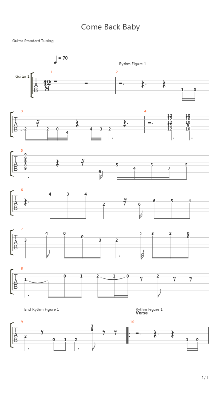 Come Back Baby吉他谱