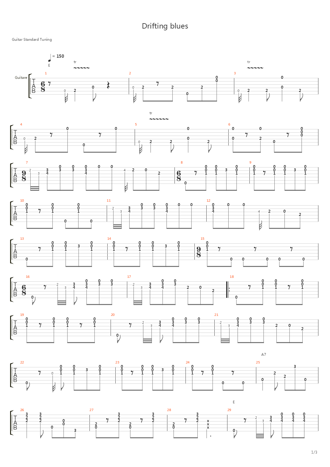 Drifting Blues吉他谱