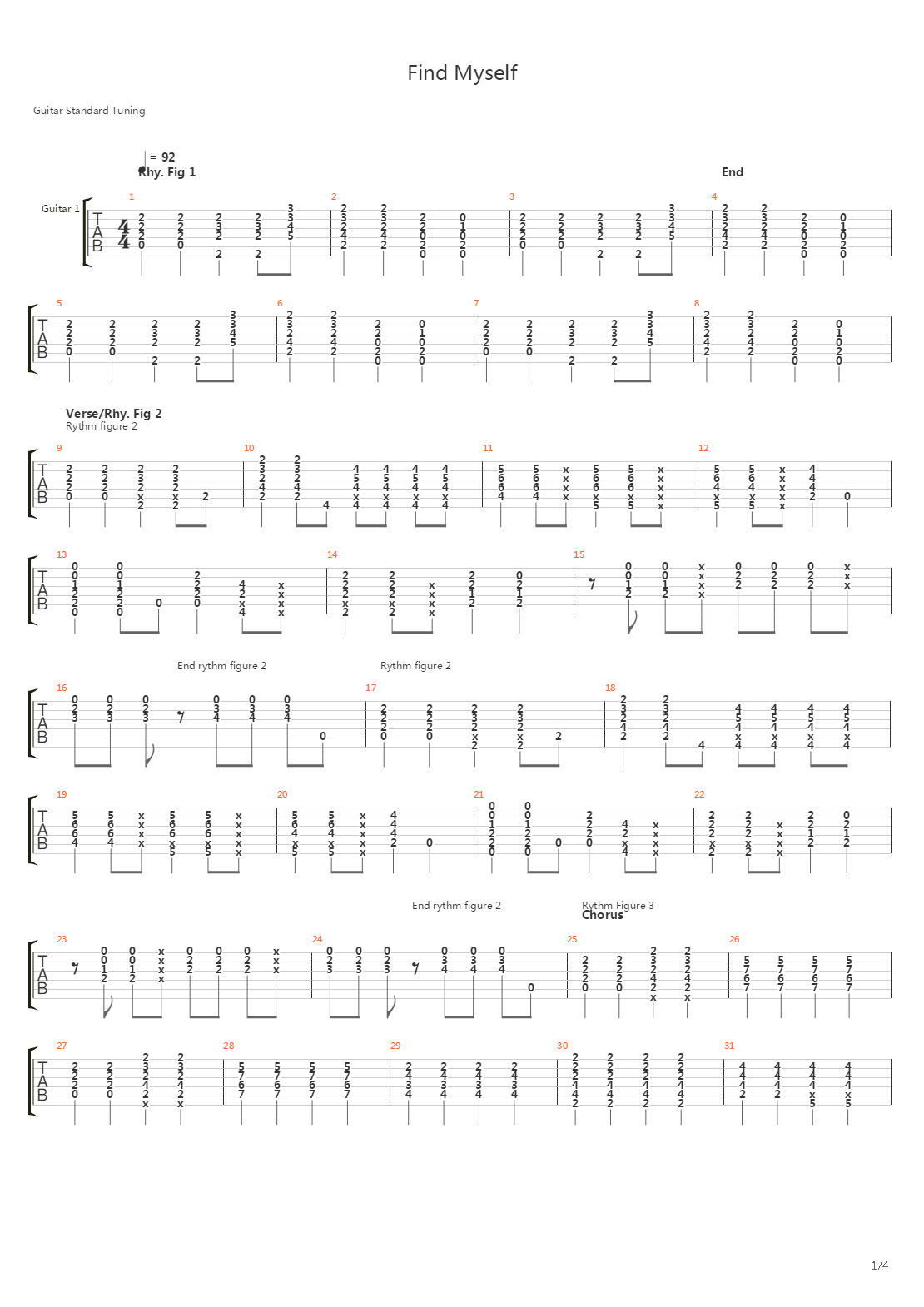 Find Myself吉他谱