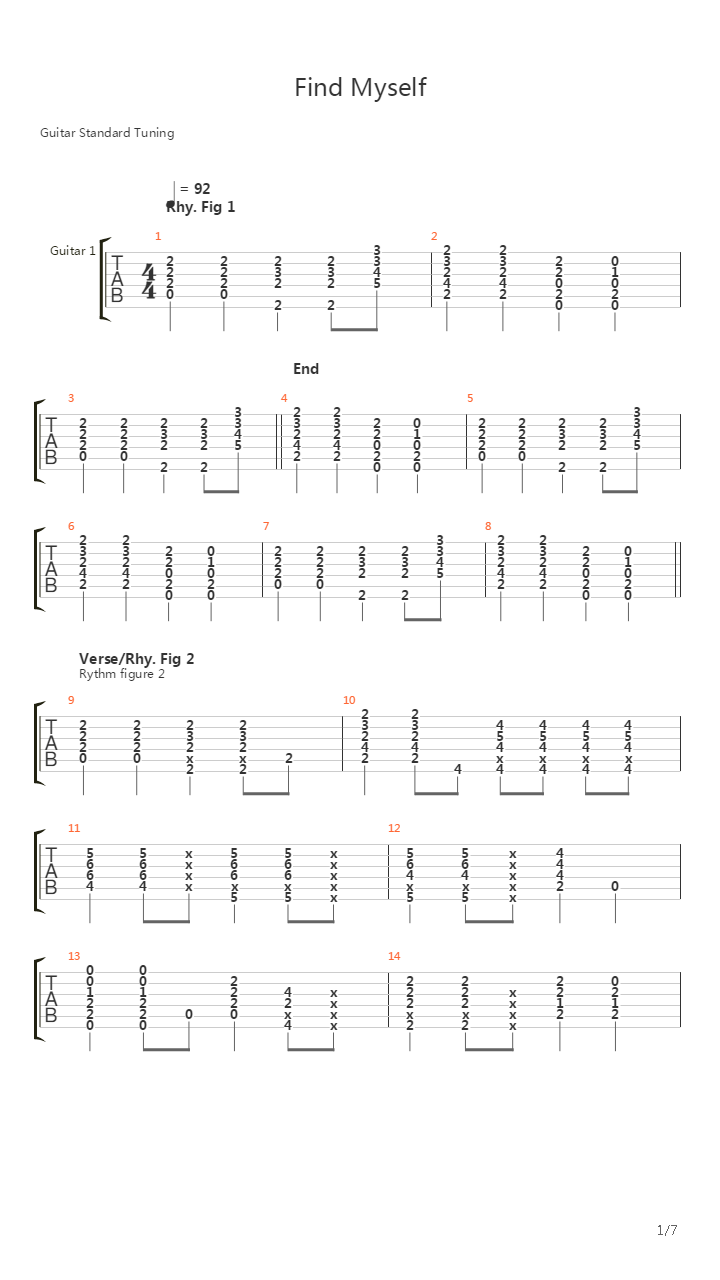 Find Myself吉他谱