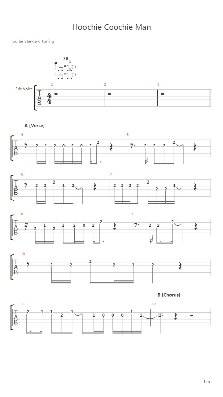 Hoochie Coochie Man吉他谱