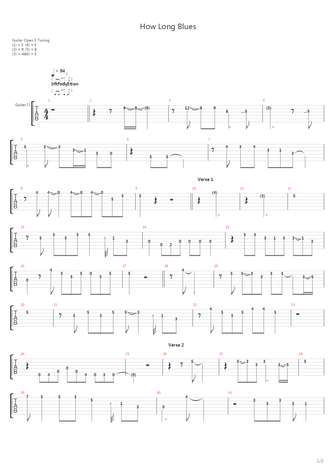 How Long Blues吉他谱
