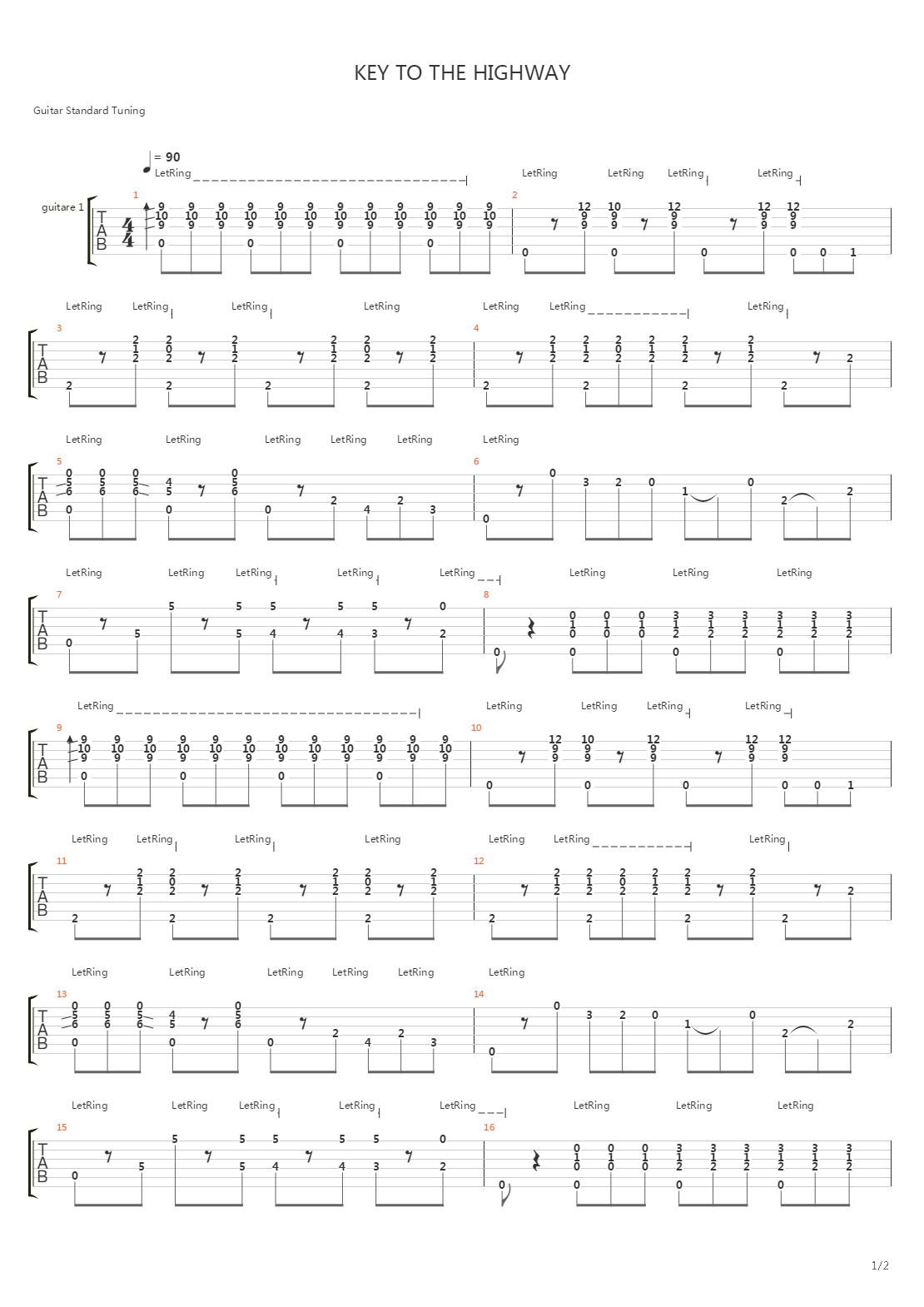 Key To The Highway吉他谱