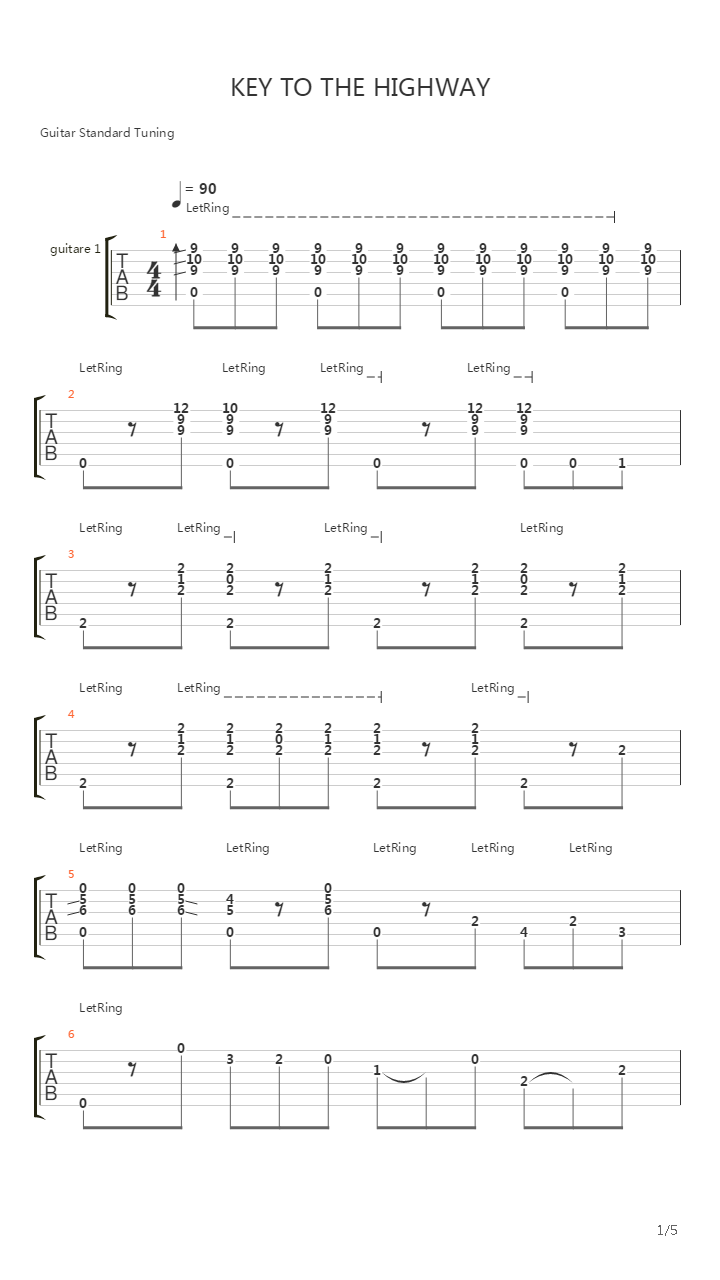 Key To The Highway吉他谱